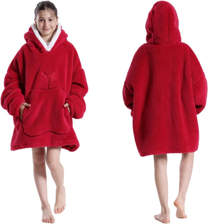 GoodtoU Wearable Kids Blanket Hoodie, Oversized Hooded Blanket for Girls Fluffy Plush Blanket Sweatshirt Warm Cozy Gifts - Image 1